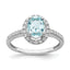 Pure Serenity 14k White Gold 1/3 carat Lab Grown Diamond VS/SI and Oval Lab Created Aquamarine Halo Engagement Ring