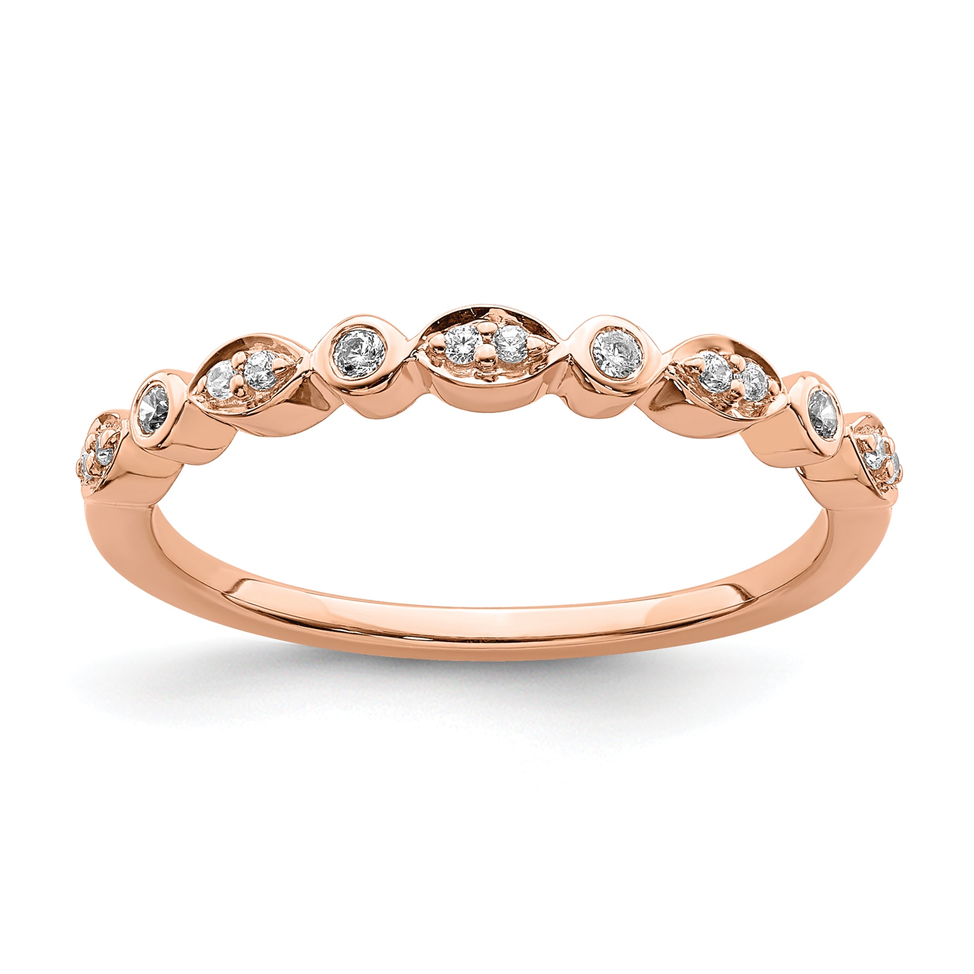 Pure Serenity 14k Rose Gold 1/5 carat Lab Grown Diamond VS/SI+ G+ Two Wedding Band Set