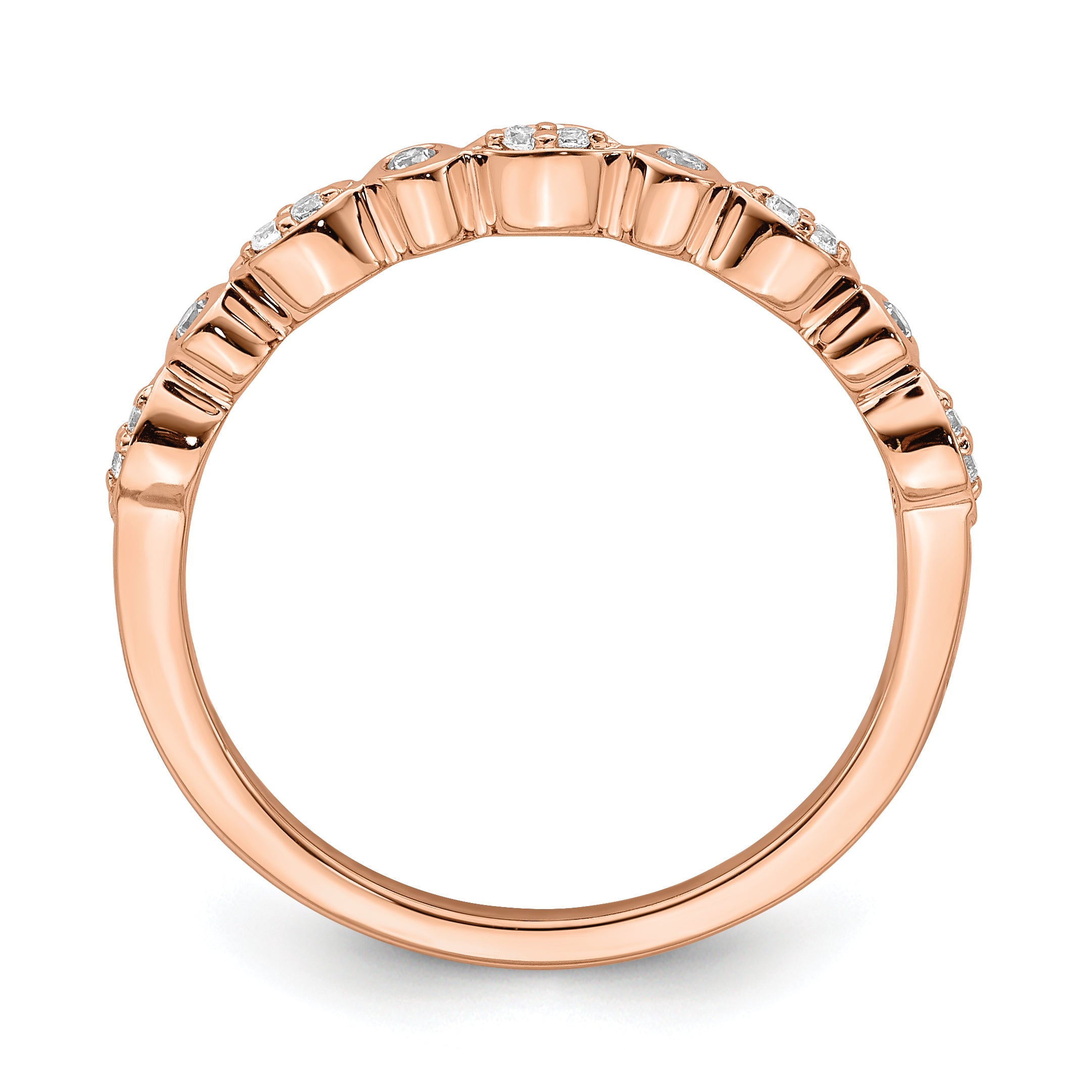 Pure Serenity 14k Rose Gold 1/5 carat Lab Grown Diamond VS/SI+ G+ Two Wedding Band Set