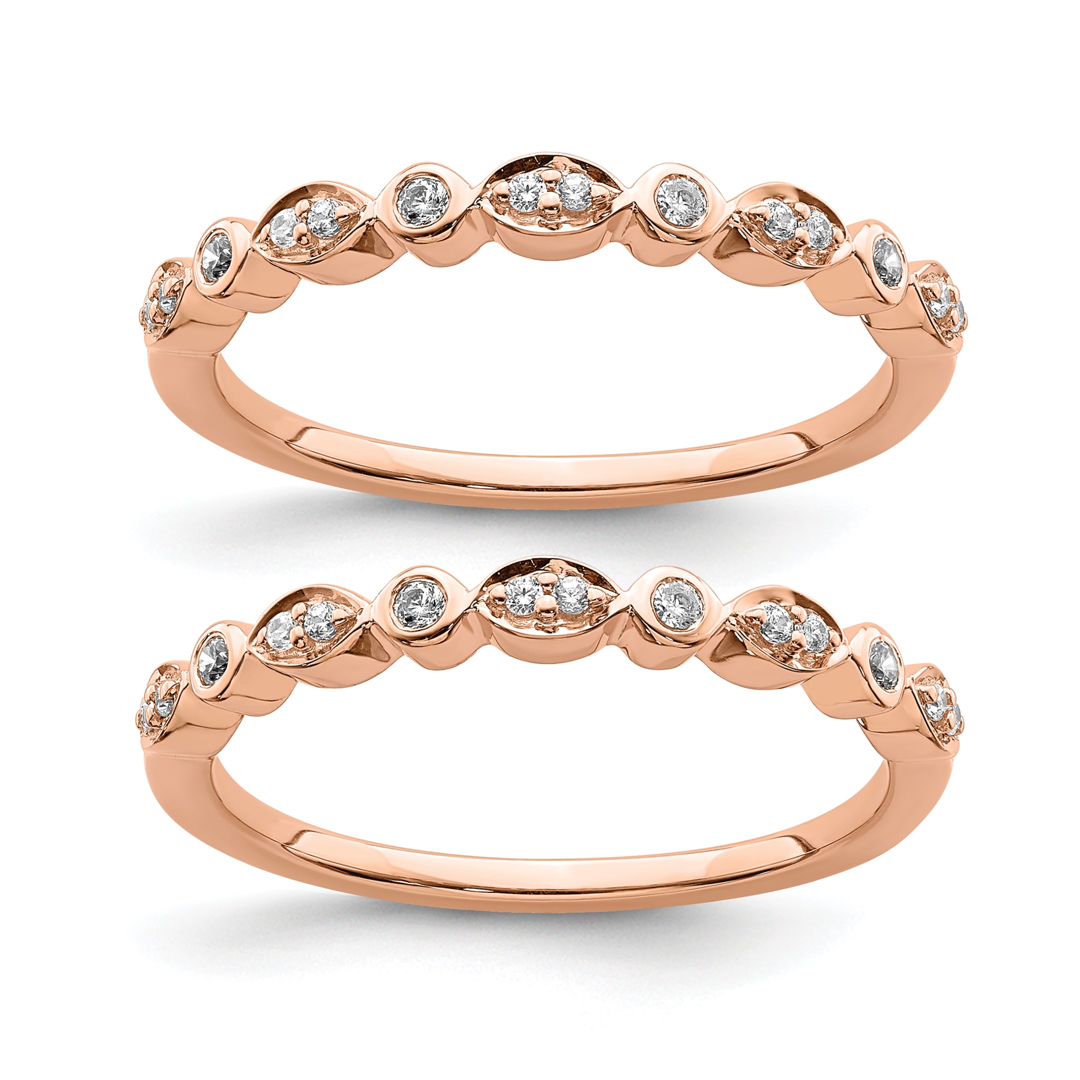 Pure Serenity 14k Rose Gold 1/5 carat Lab Grown Diamond VS/SI+ G+ Two Wedding Band Set Main image