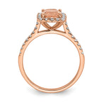 Pure Serenity 14k Rose Gold 1/4 carat Lab Grown Diamond VS/SI+ G+ and Cushion Morganite Halo Engagement Ring