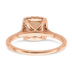 Pure Serenity 14k Rose Gold 1/4 carat Lab Grown Diamond VS/SI+ G+ and Cushion Morganite Halo Engagement Ring