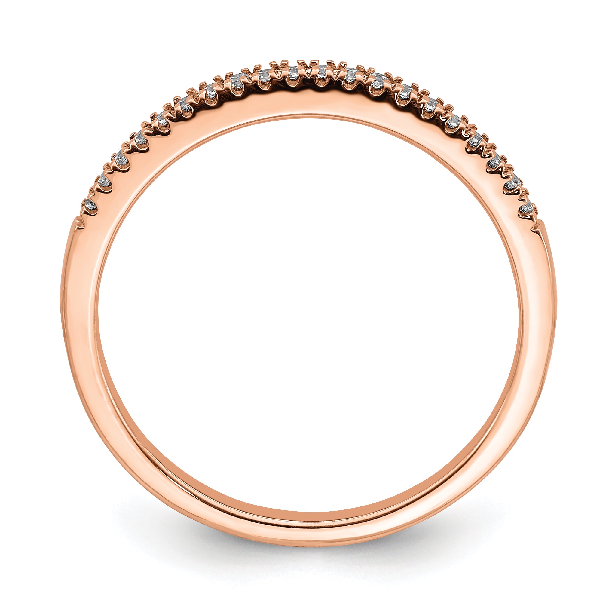 Pure Serenity 14k Rose Gold 1/15 carat Lab Grown Diamond VS/SI+ G+ Wedding Band