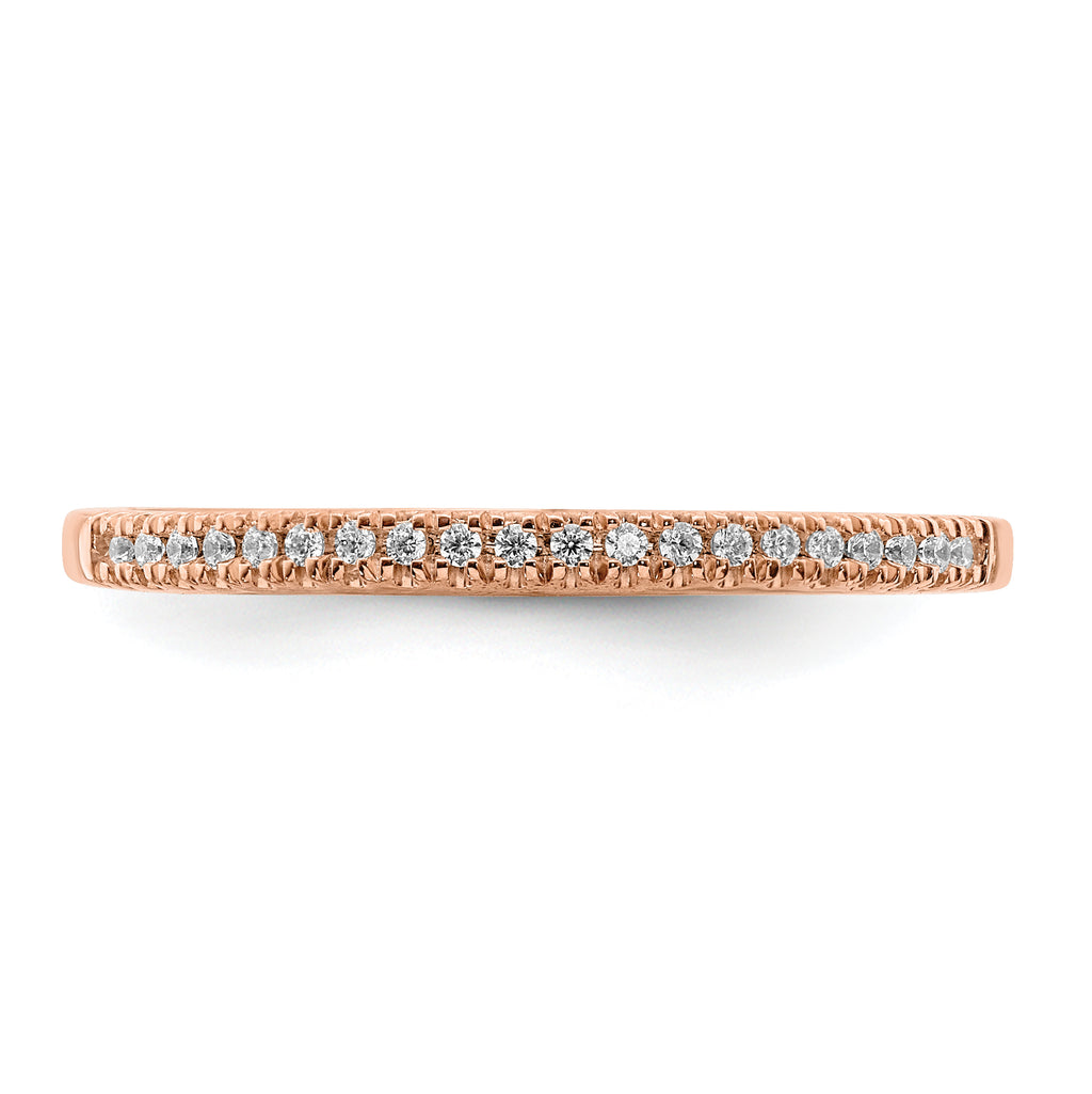 Pure Serenity 14k Rose Gold 1/15 carat Lab Grown Diamond VS/SI+ G+ Wedding Band