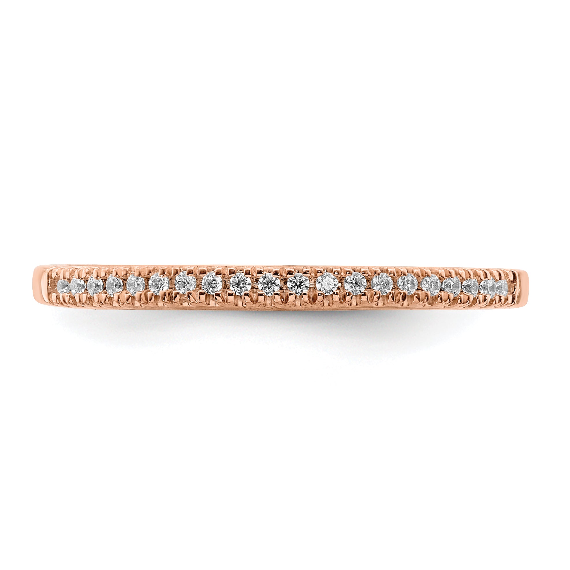 Pure Serenity 14k Rose Gold 1/15 carat Lab Grown Diamond VS/SI+ G+ Wedding Band