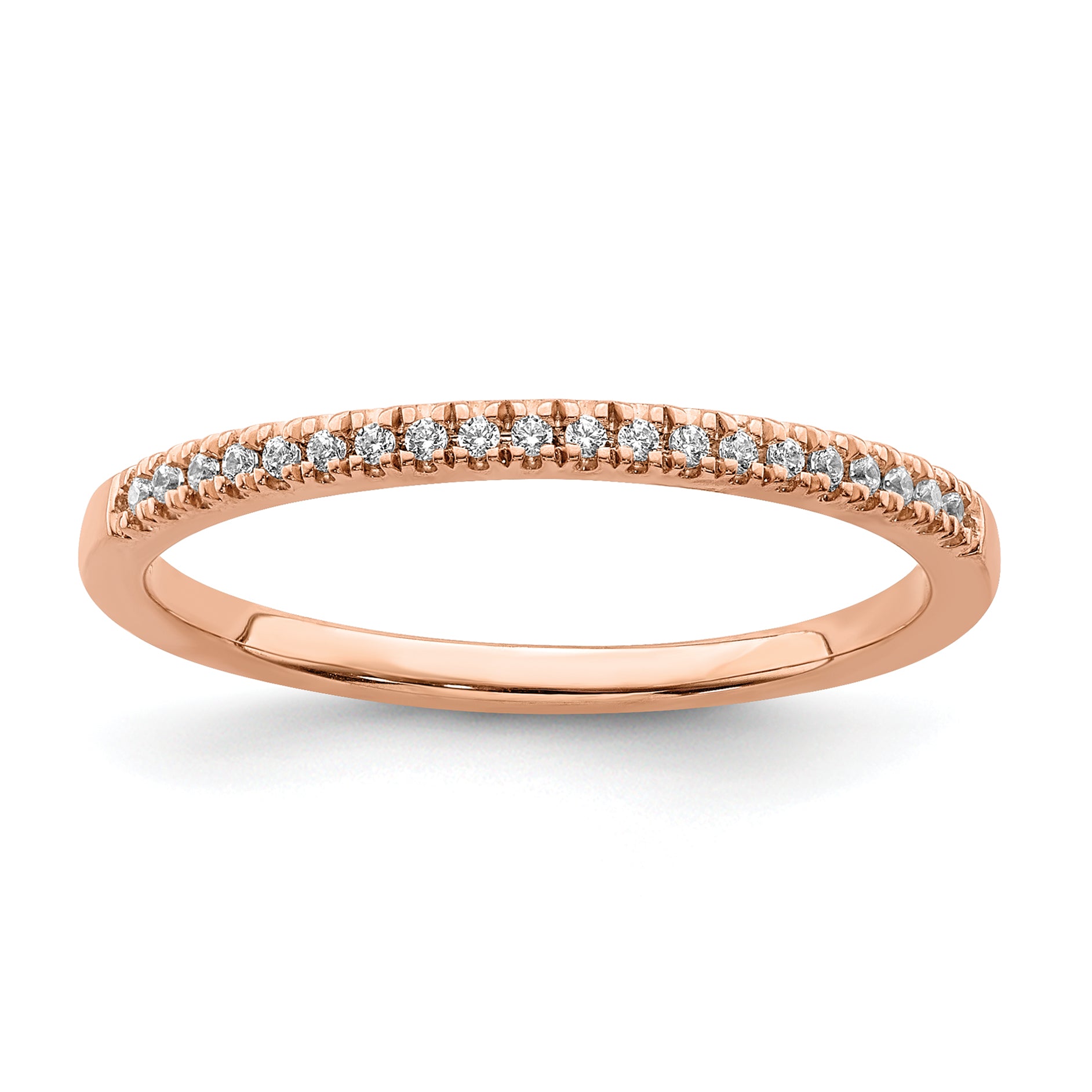 Pure Serenity 14k Rose Gold 1/15 carat Lab Grown Diamond VS/SI+ G+ Wedding Band Main image