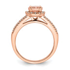 Pure Serenity 14k Rose Gold 1/4 carat Lab Grown Diamond VS/SI+ G+ and Round Morganite Halo Engagement Ring