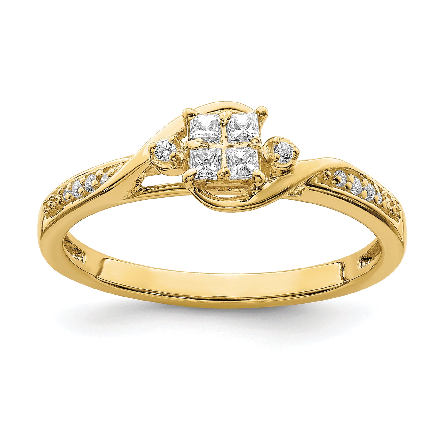 10k 1/6 carat Lab Grown Diamond VS/SI+ G+ Complete Cluster Engagement Ring Main image