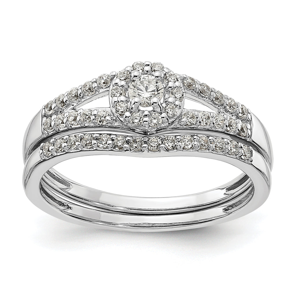 10k White Gold 1/3 carat Lab Grown Diamond VS/SI+ G+ Complete Round Halo Engagement Ring