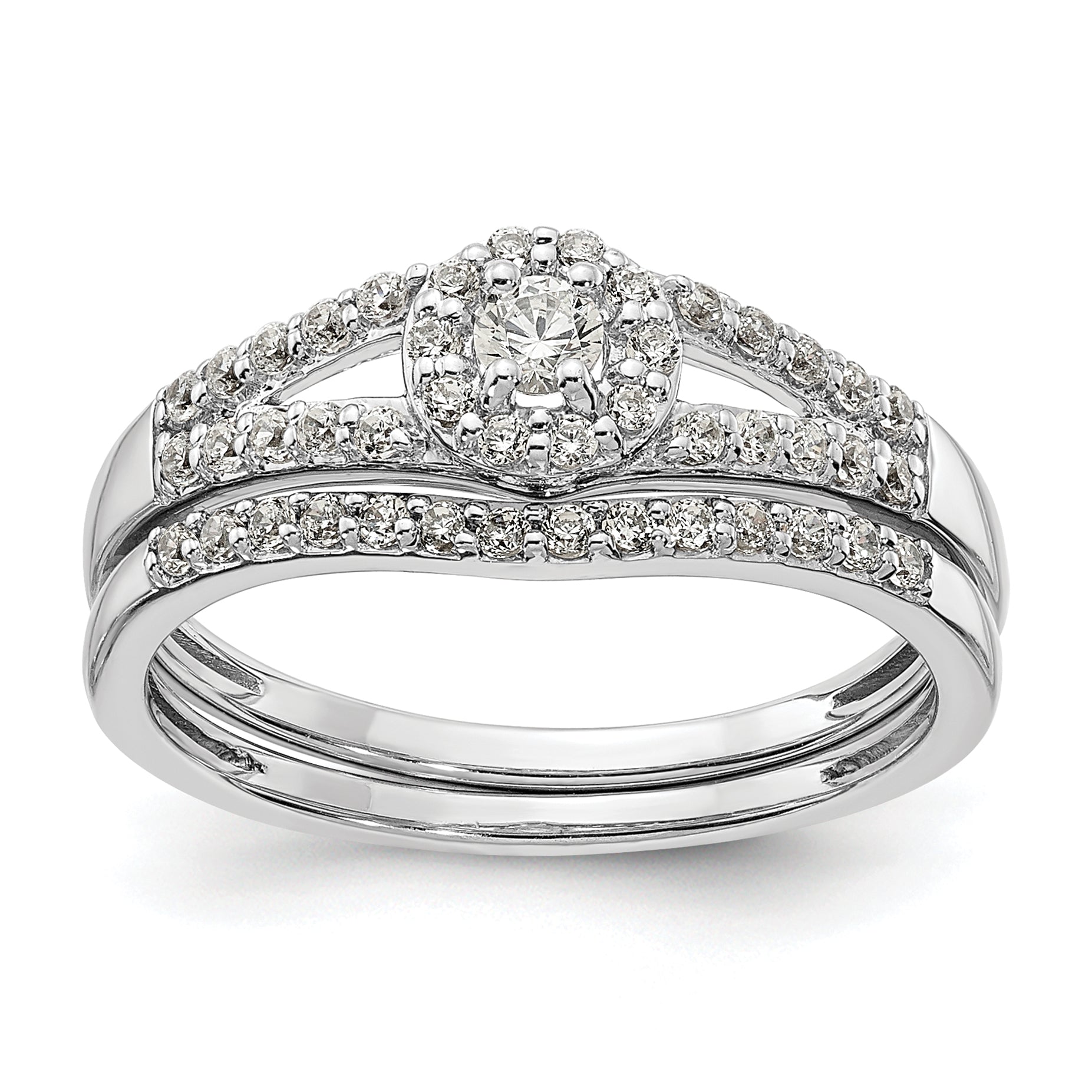 10k White Gold 1/3 carat Lab Grown Diamond VS/SI+ G+ Complete Round Halo Engagement Ring