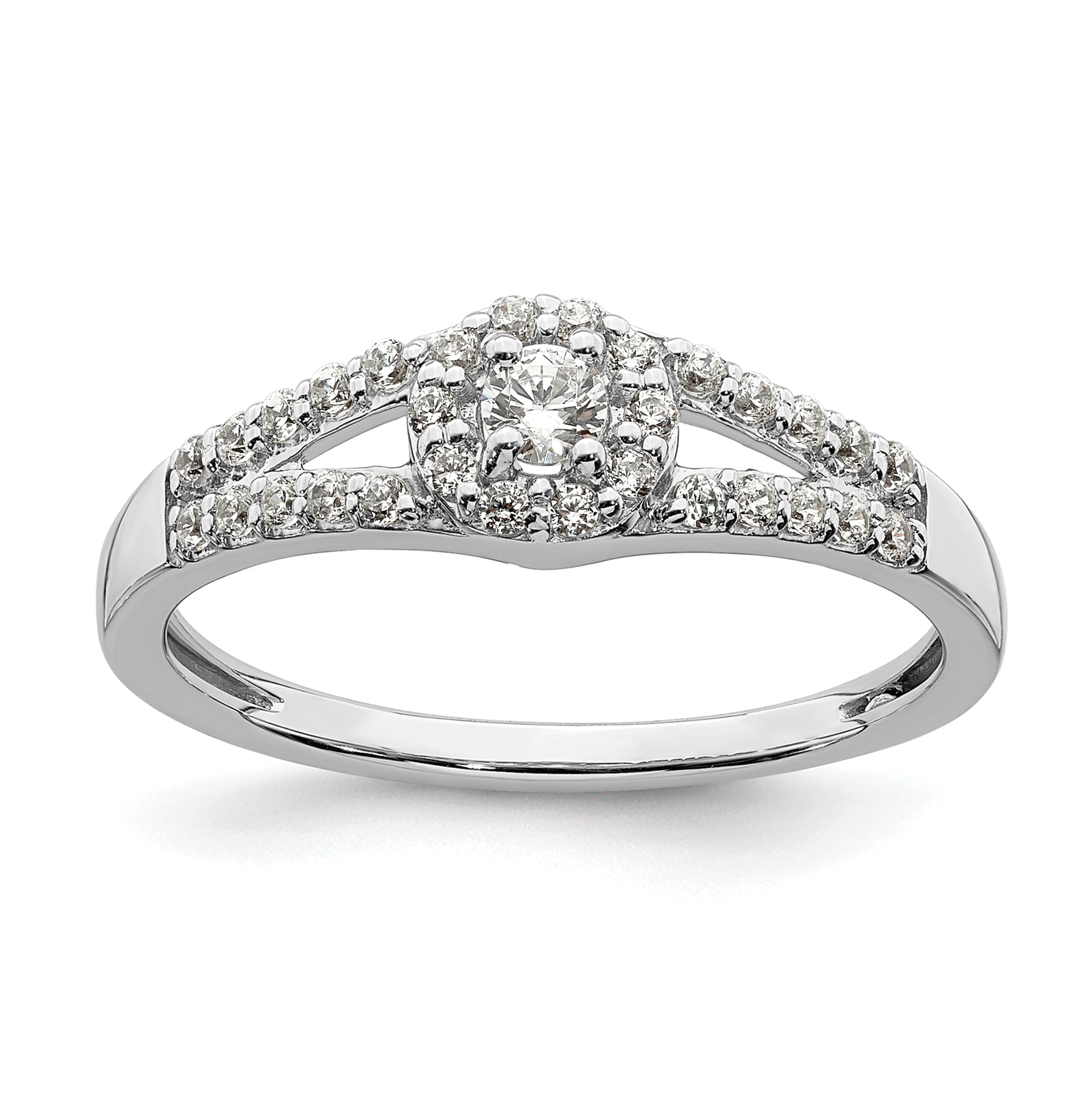 10k White Gold 1/3 carat Lab Grown Diamond VS/SI+ G+ Complete Round Halo Engagement Ring