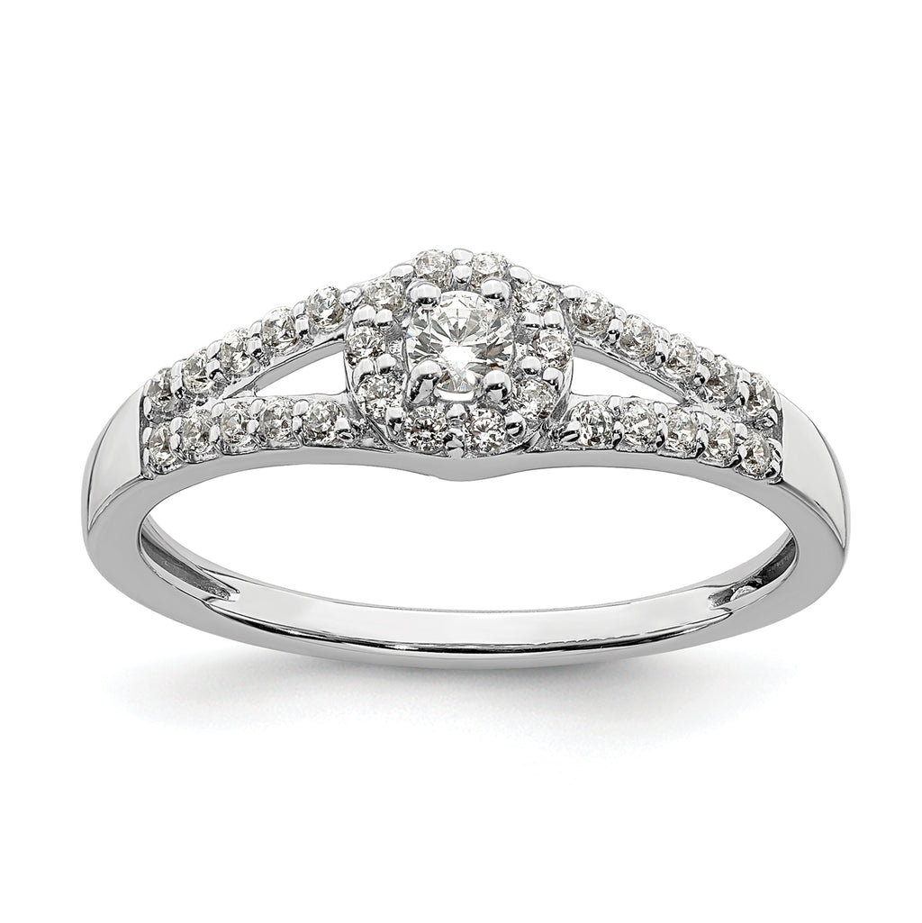 10k White Gold 1/3 carat Lab Grown Diamond VS/SI+ G+ Complete Round Halo Engagement Ring