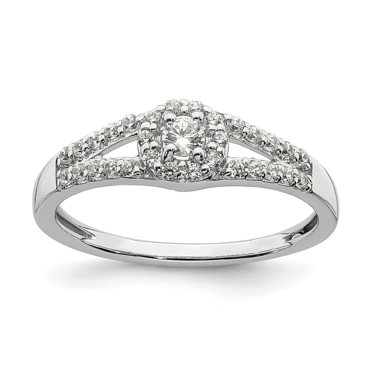 10k White Gold 1/3 carat Lab Grown Diamond VS/SI+ G+ Complete Round Halo Engagement Ring