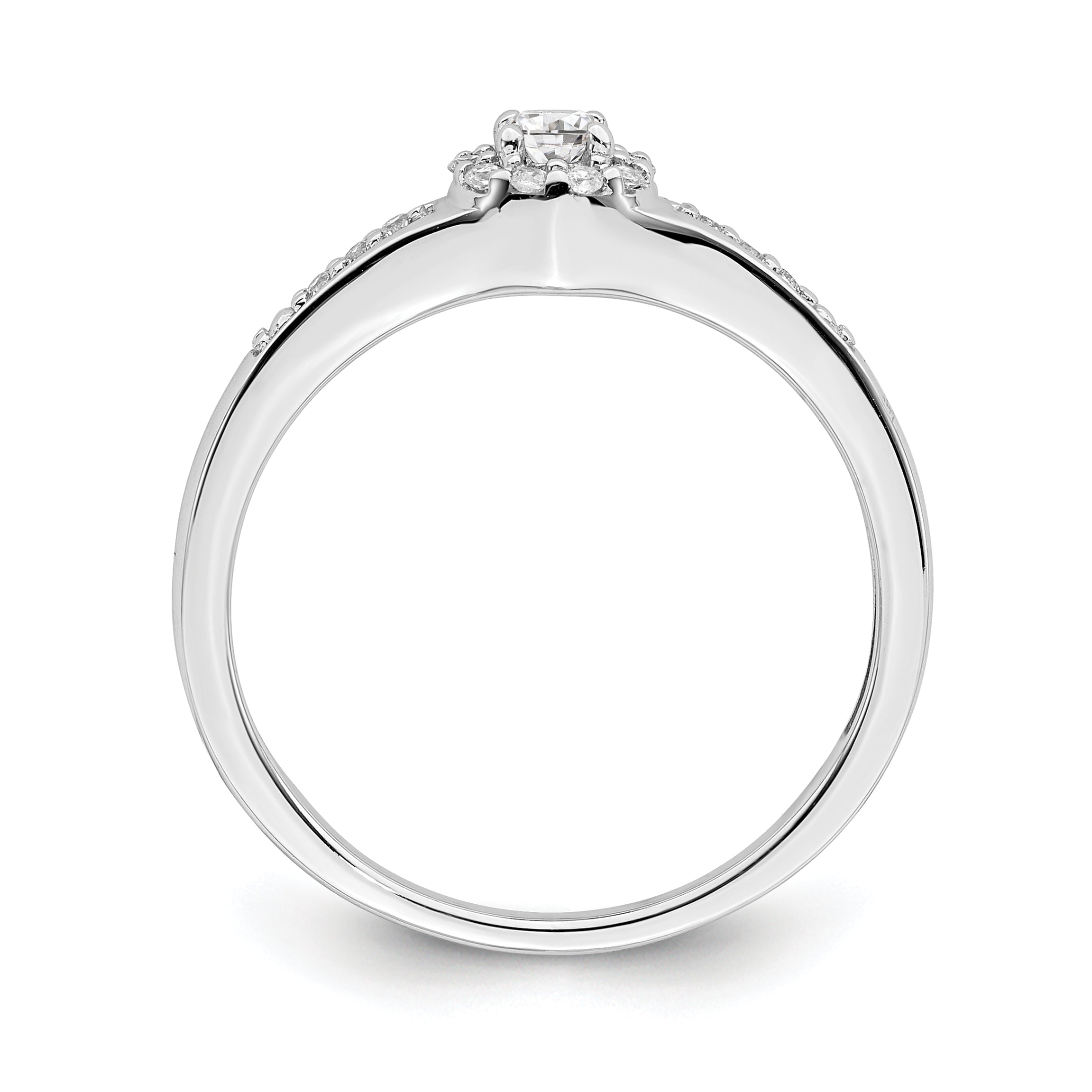 10k White Gold 1/5 carat Lab Grown Diamond VS/SI+ G+ Complete Cluster Engagement Ring