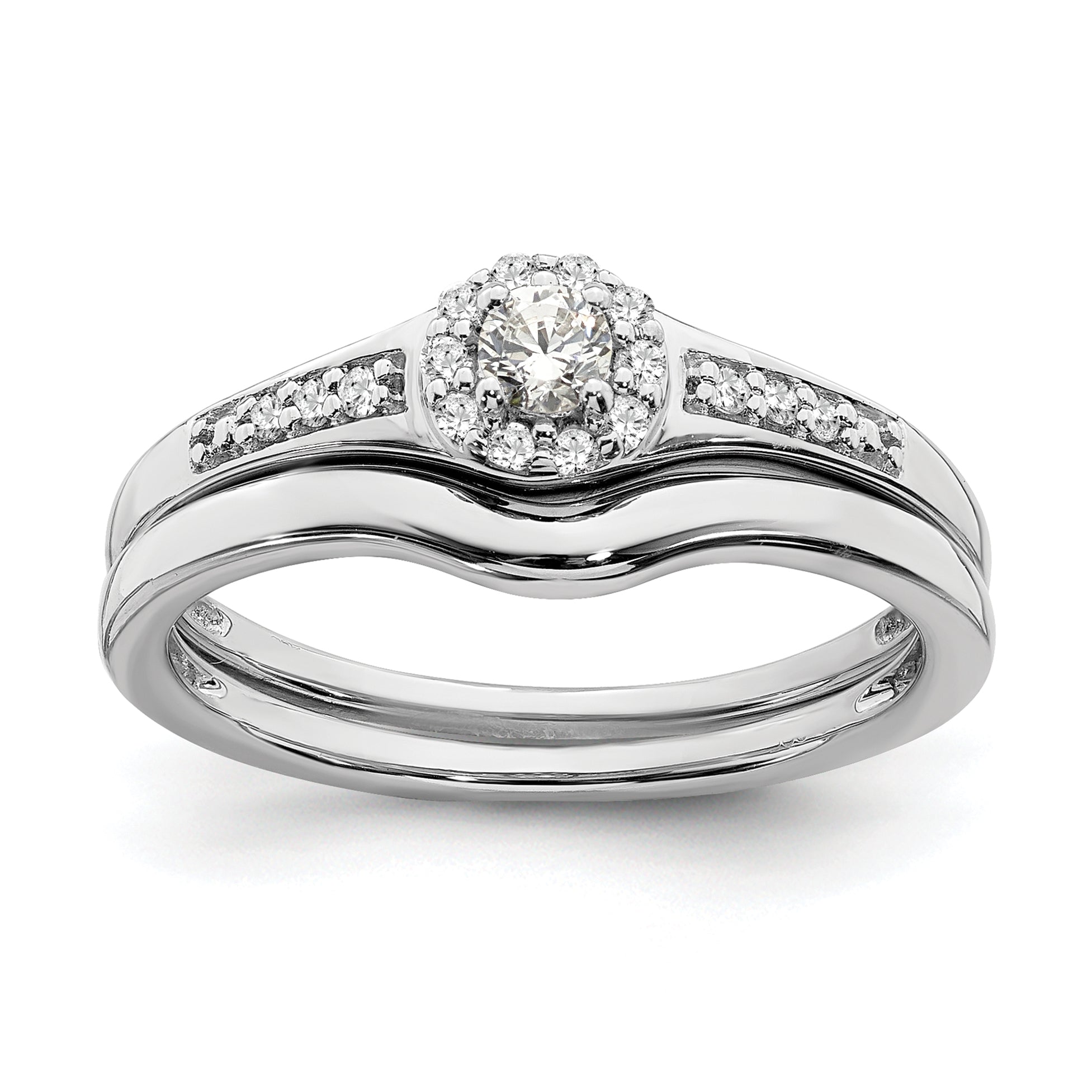 10k White Gold 1/5 carat Lab Grown Diamond VS/SI+ G+ Complete Cluster Engagement Ring
