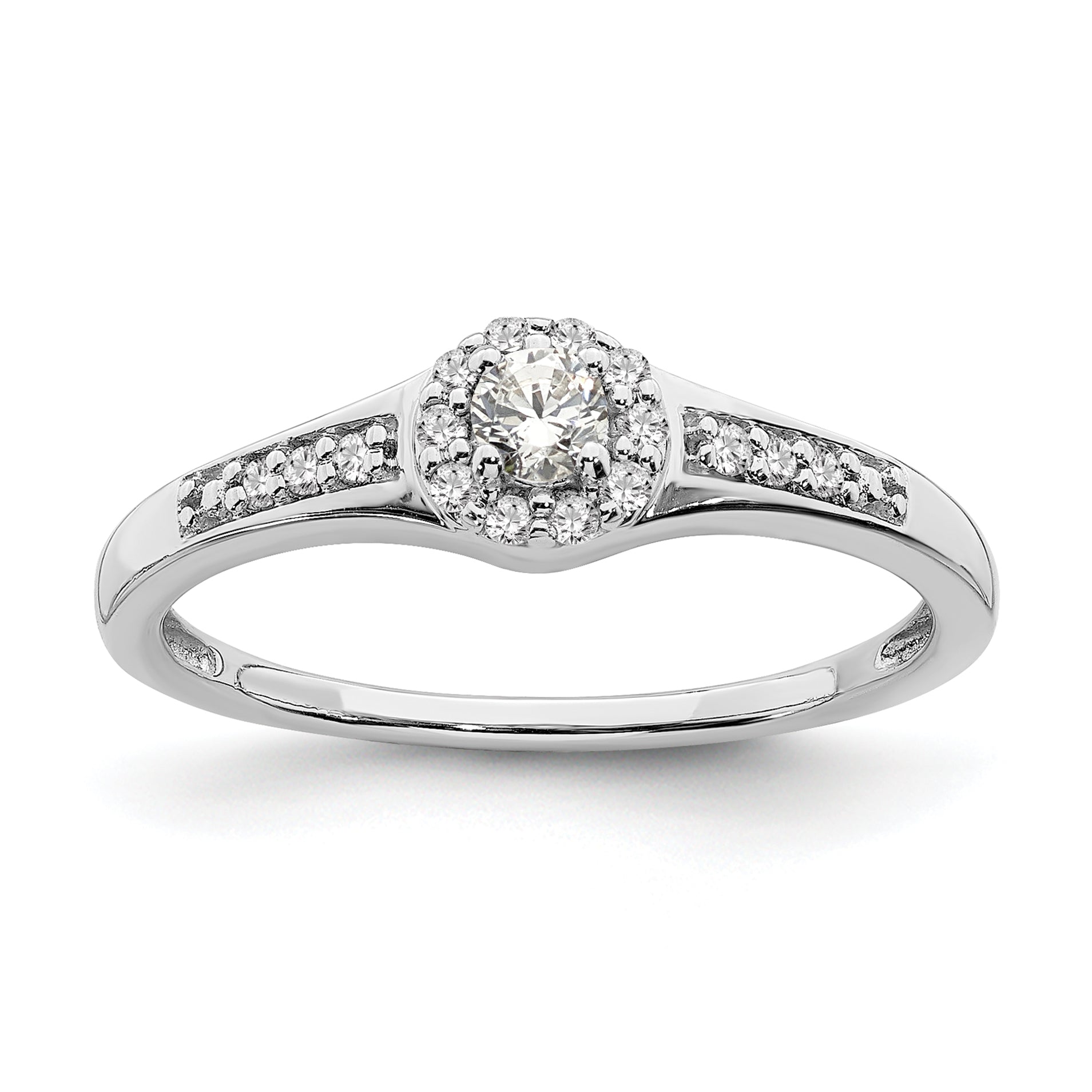 10k White Gold 1/5 carat Lab Grown Diamond VS/SI+ G+ Complete Cluster Engagement Ring Main image
