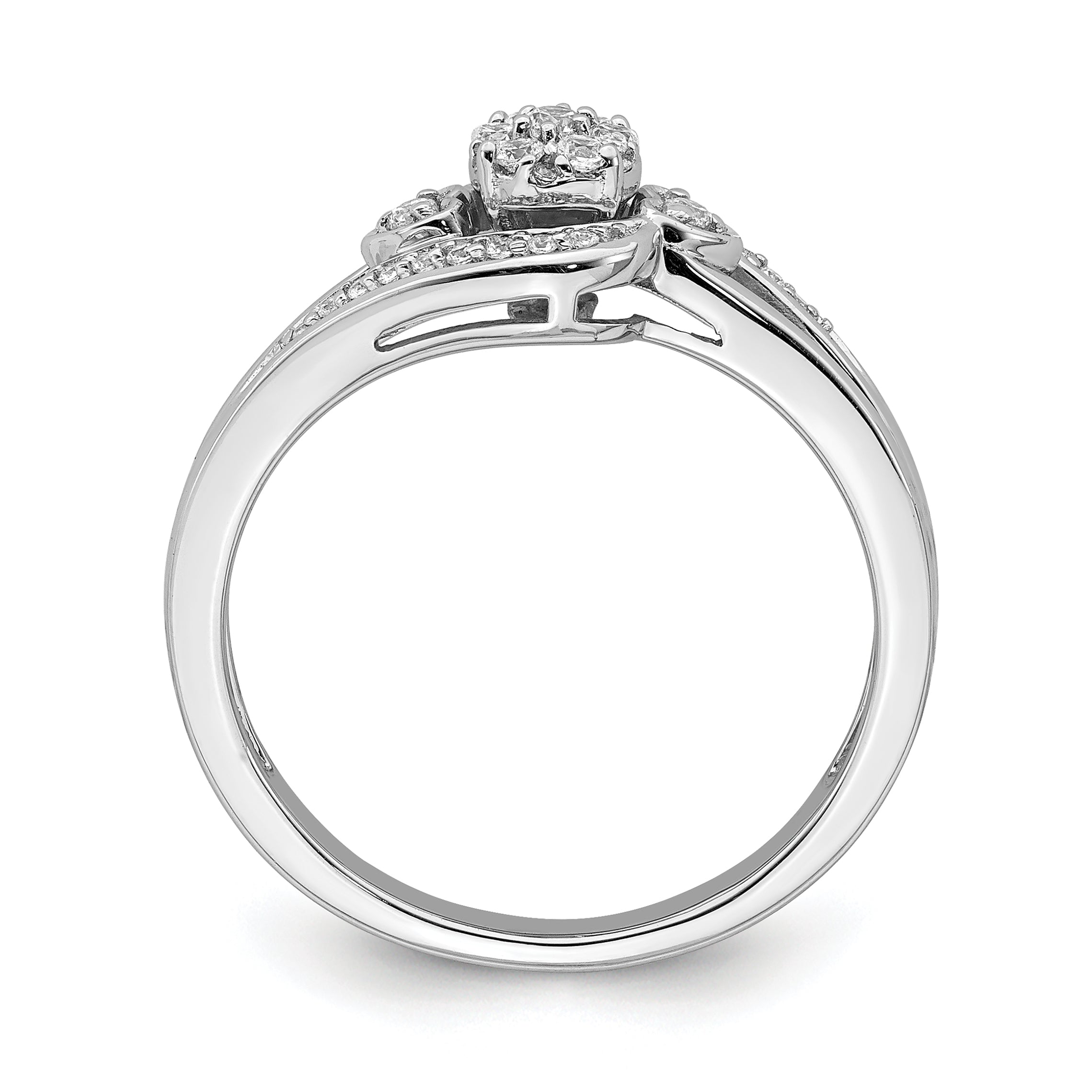 10k White Gold 1/5 carat Lab Grown Diamond VS/SI+ G+ Complete Cluster Engagement Ring Secondary image