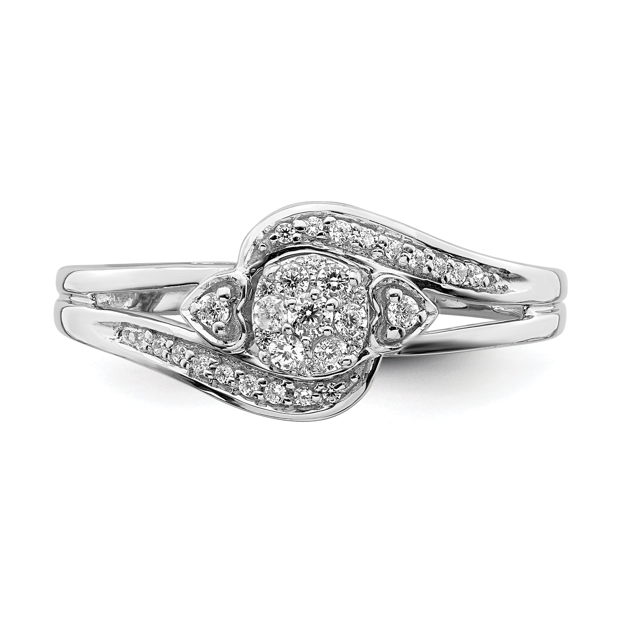 10k White Gold 1/5 carat Lab Grown Diamond VS/SI+ G+ Complete Cluster Engagement Ring