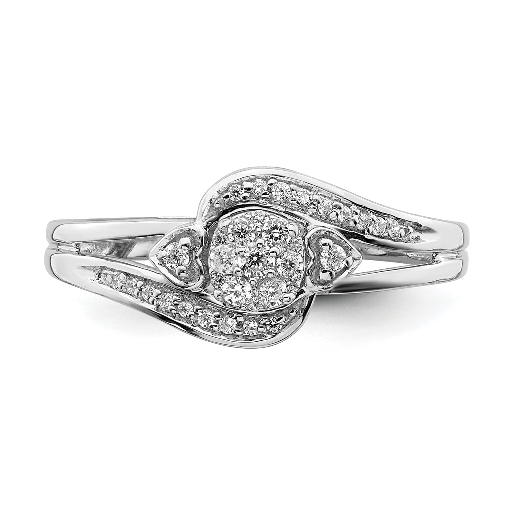10k White Gold 1/5 carat Lab Grown Diamond VS/SI+ G+ Complete Cluster Engagement Ring