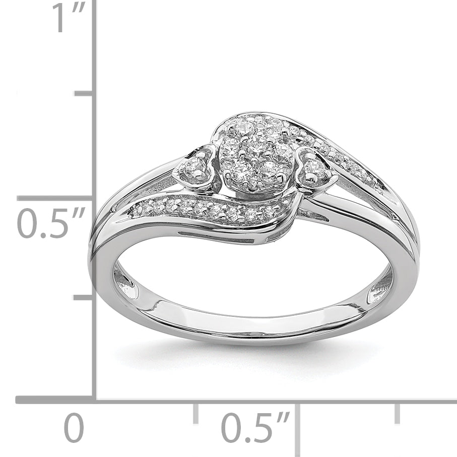 10k White Gold 1/5 carat Lab Grown Diamond VS/SI+ G+ Complete Cluster Engagement Ring