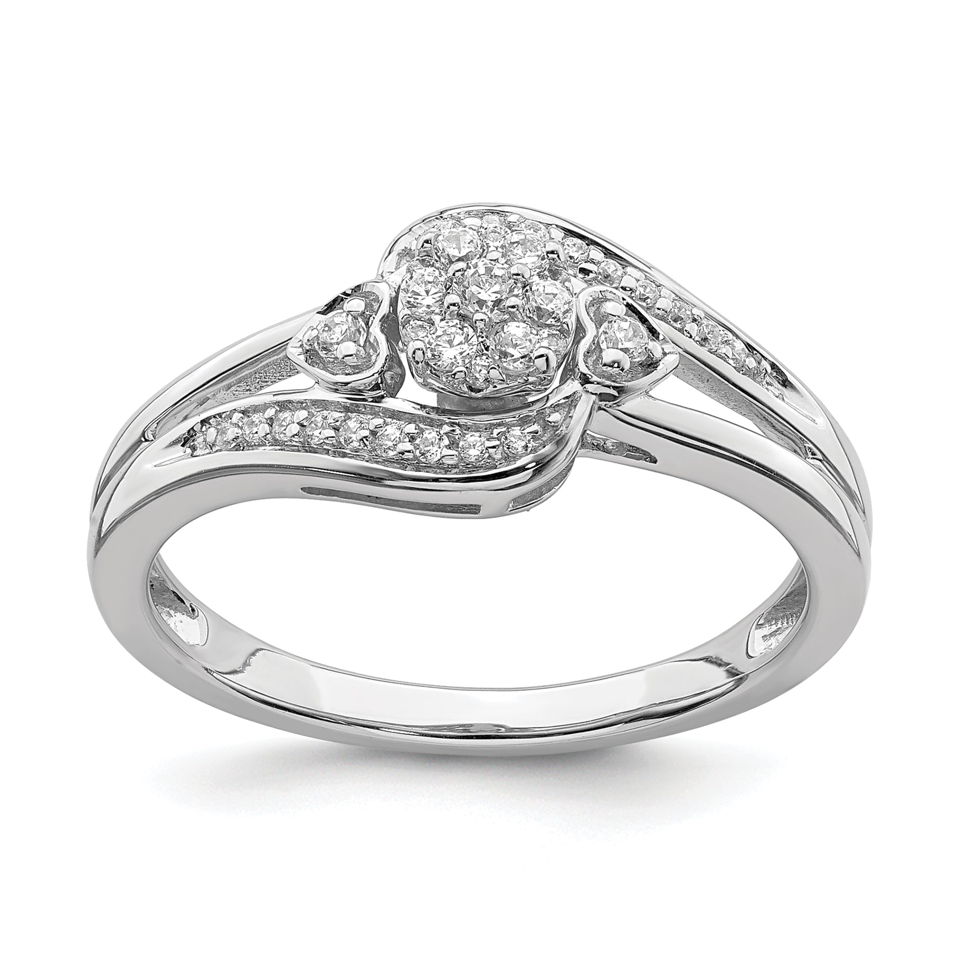 10k White Gold 1/5 carat Lab Grown Diamond VS/SI+ G+ Complete Cluster Engagement Ring Main image
