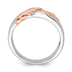 14k Two-tone Rose and White Gold 1/6 carat Lab Grown Diamond VS/SI+ G+ Three Stone Complete Men's Ring