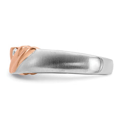 14k Two-tone Rose and White Gold 1/6 carat Lab Grown Diamond VS/SI+ G+ Three Stone Complete Men's Ring