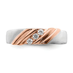 14k Two-tone Rose and White Gold 1/6 carat Lab Grown Diamond VS/SI+ G+ Three Stone Complete Men's Ring