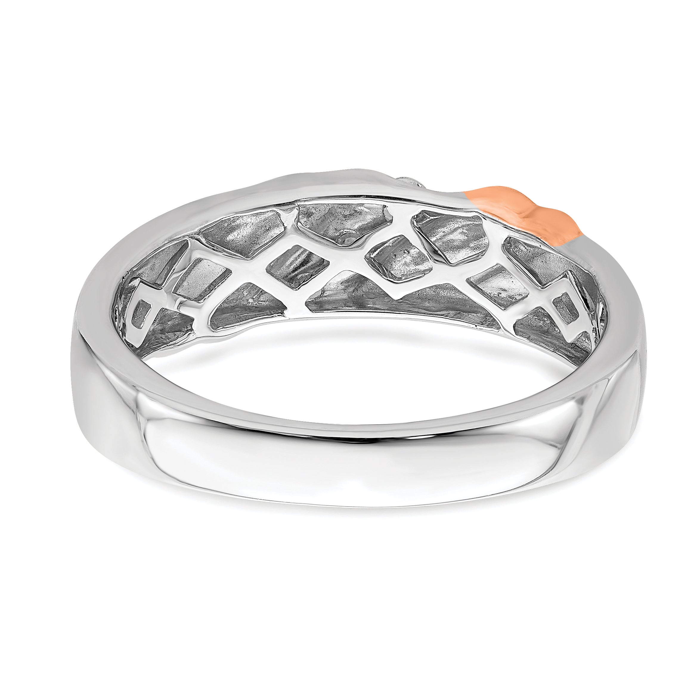14k Two-tone Rose and White Gold 1/6 carat Lab Grown Diamond VS/SI+ G+ Three Stone Complete Men's Ring