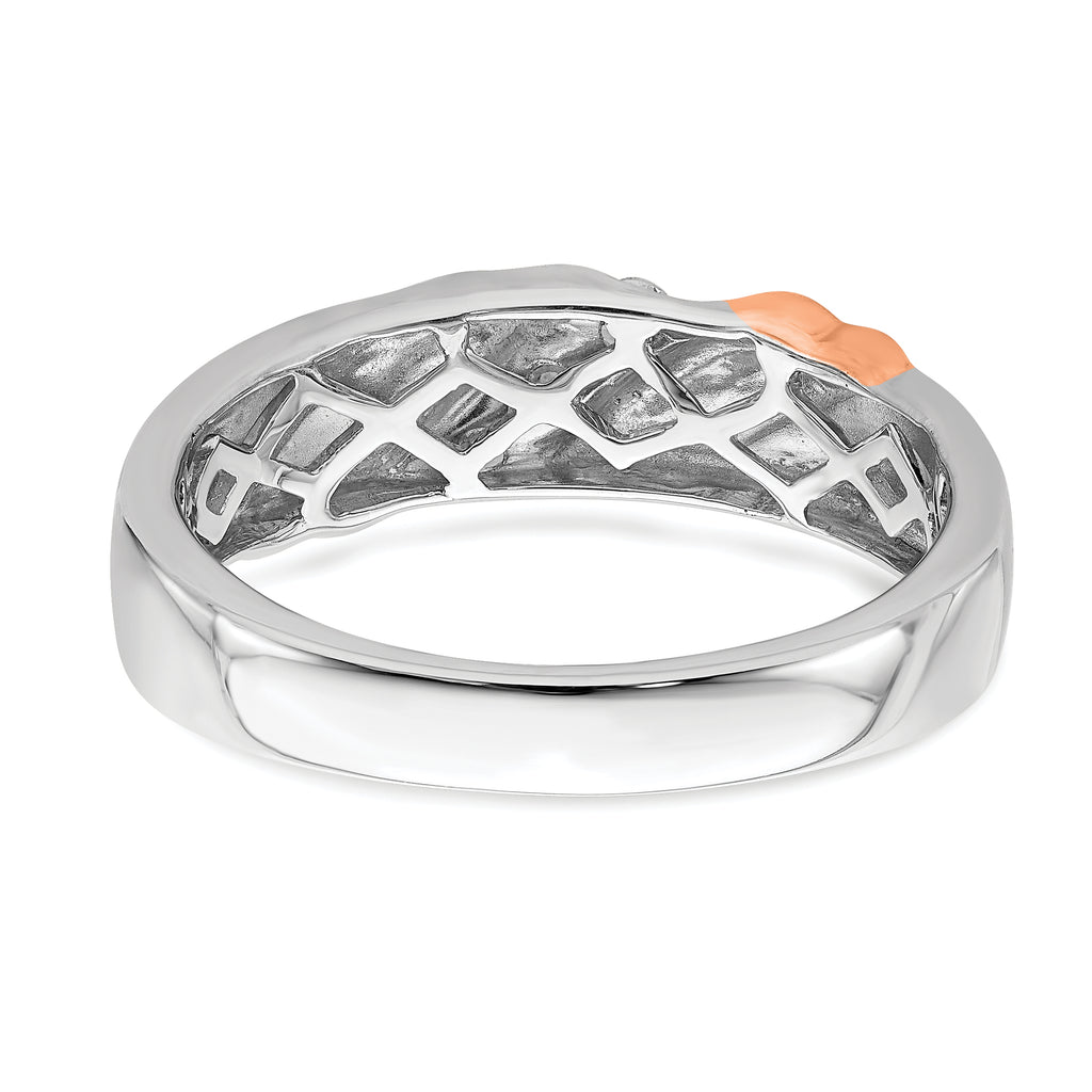 14k Two-tone Rose and White Gold 1/6 carat Lab Grown Diamond VS/SI+ G+ Three Stone Complete Men's Ring