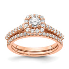 14k Rose Gold 3/4 carat Lab Grown Diamond VS/SI+ G+ Complete Round Halo Engagement Ring