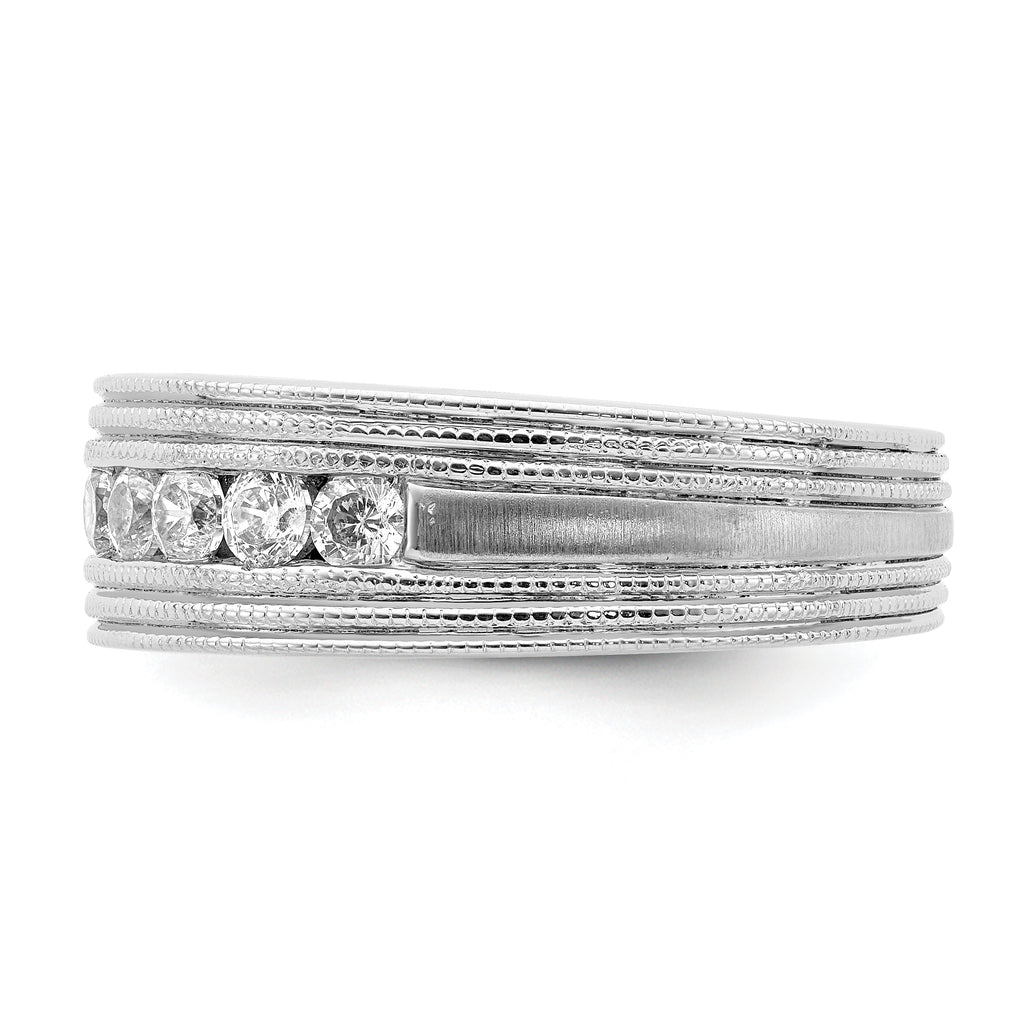 14k White Gold 5/8 carat Lab Grown Diamond VS/SI+ G+ Seven Stone Complete Men's Ring
