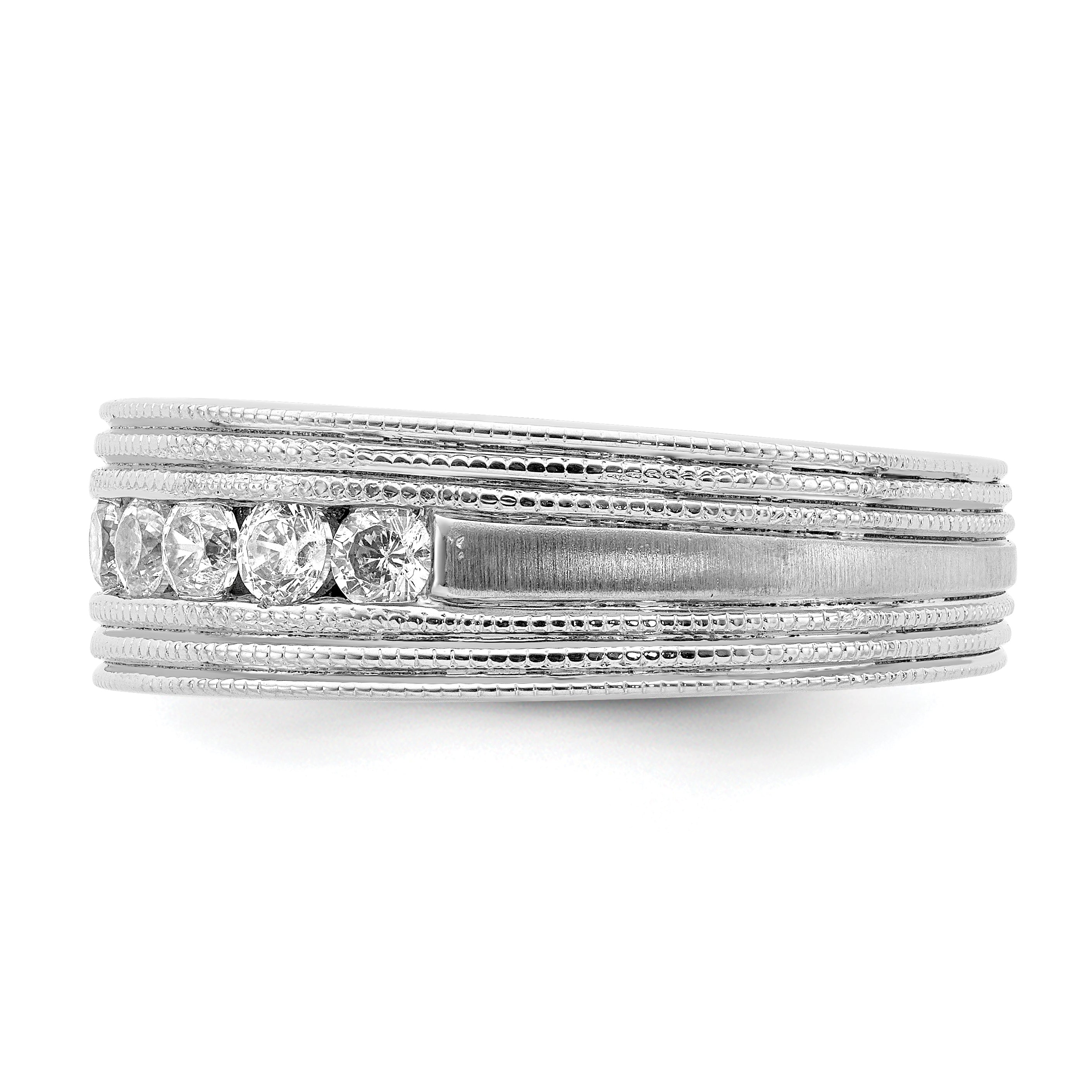14k White Gold 5/8 carat Lab Grown Diamond VS/SI+ G+ Seven Stone Complete Men's Ring