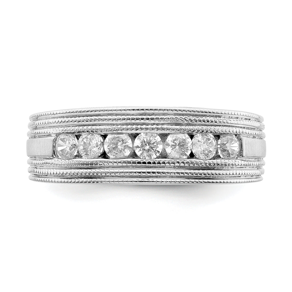 14k White Gold 5/8 carat Lab Grown Diamond VS/SI+ G+ Seven Stone Complete Men's Ring