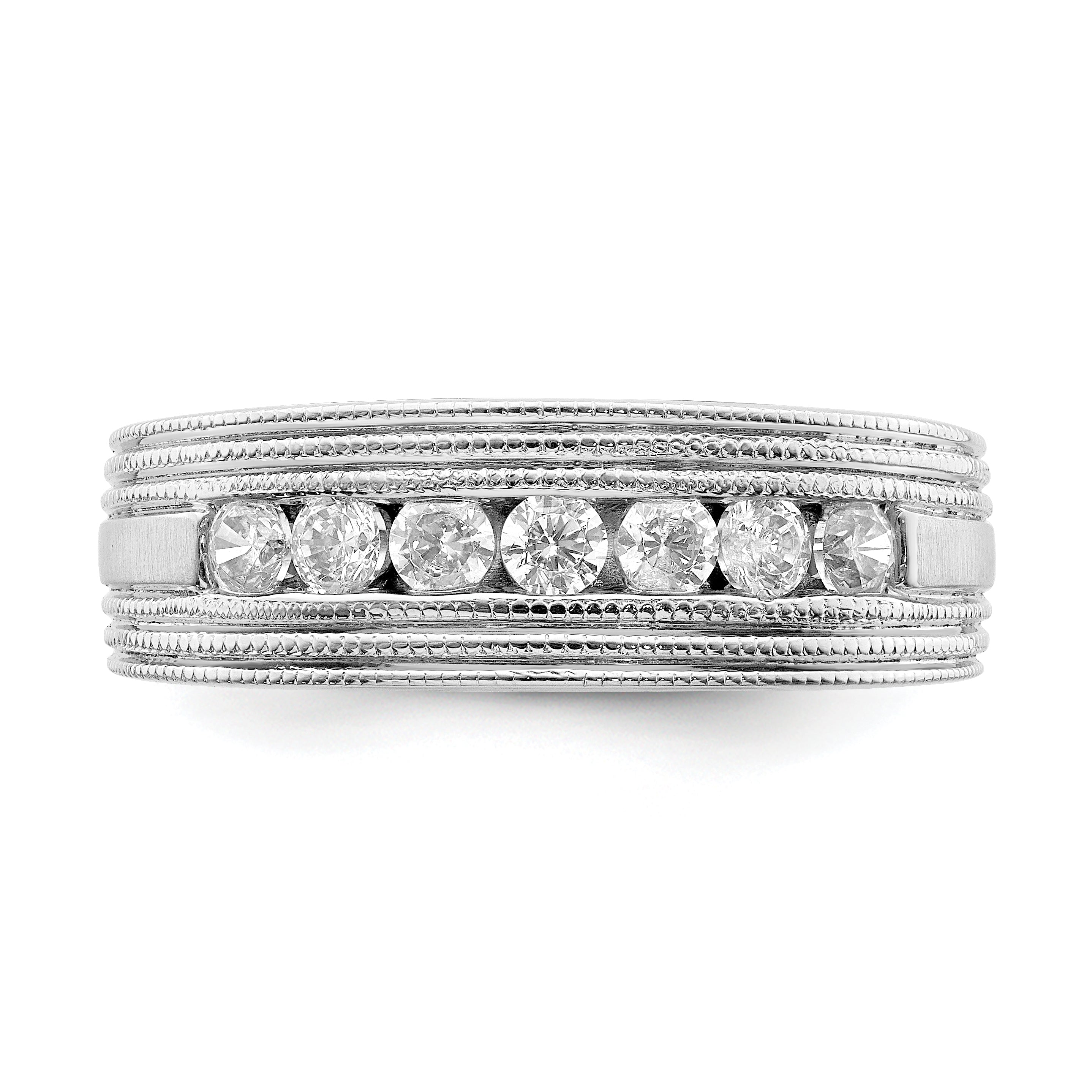 14k White Gold 5/8 carat Lab Grown Diamond VS/SI+ G+ Seven Stone Complete Men's Ring