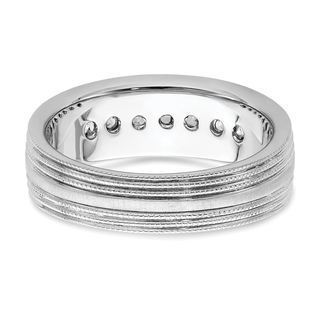 14k White Gold 5/8 carat Lab Grown Diamond VS/SI+ G+ Seven Stone Complete Men's Ring