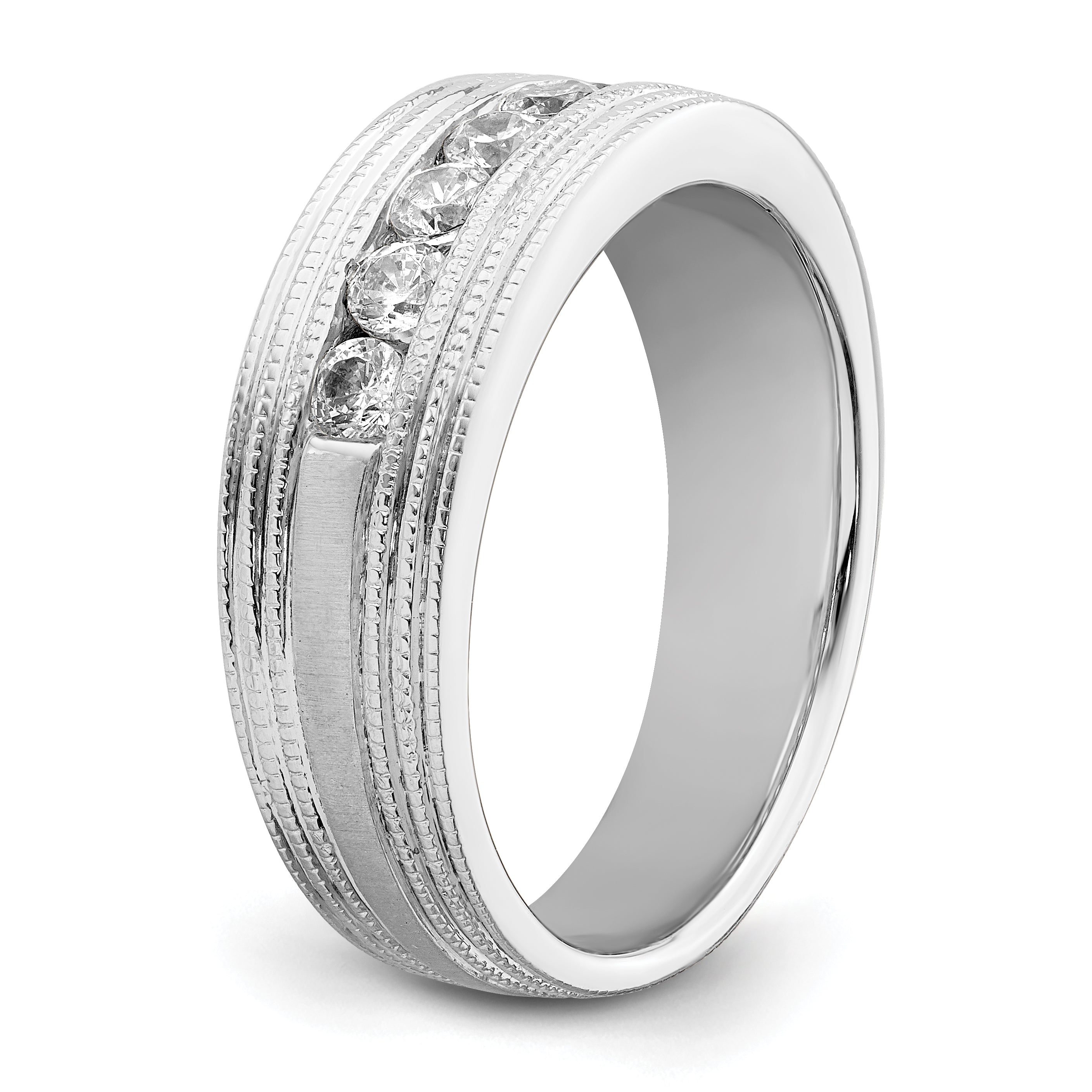 14k White Gold 5/8 carat Lab Grown Diamond VS/SI+ G+ Seven Stone Complete Men's Ring