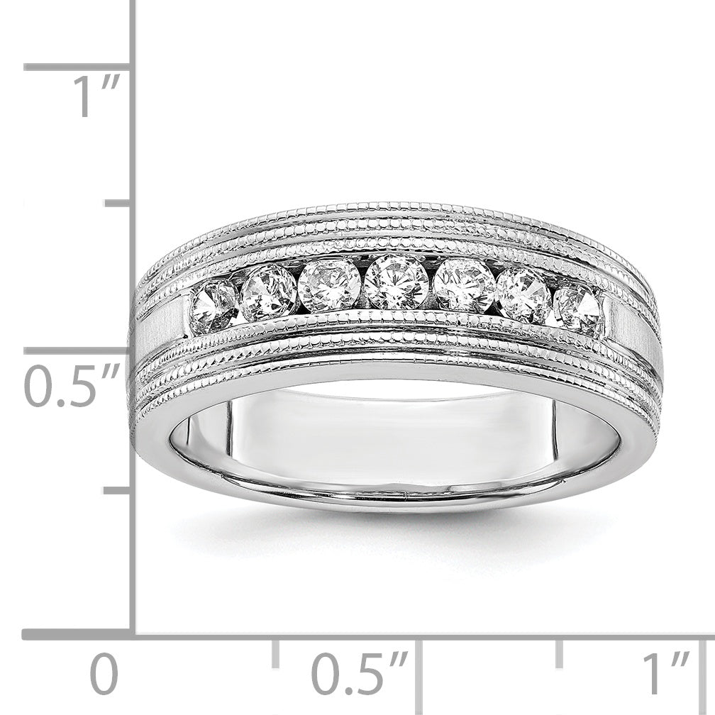 14k White Gold 5/8 carat Lab Grown Diamond VS/SI+ G+ Seven Stone Complete Men's Ring