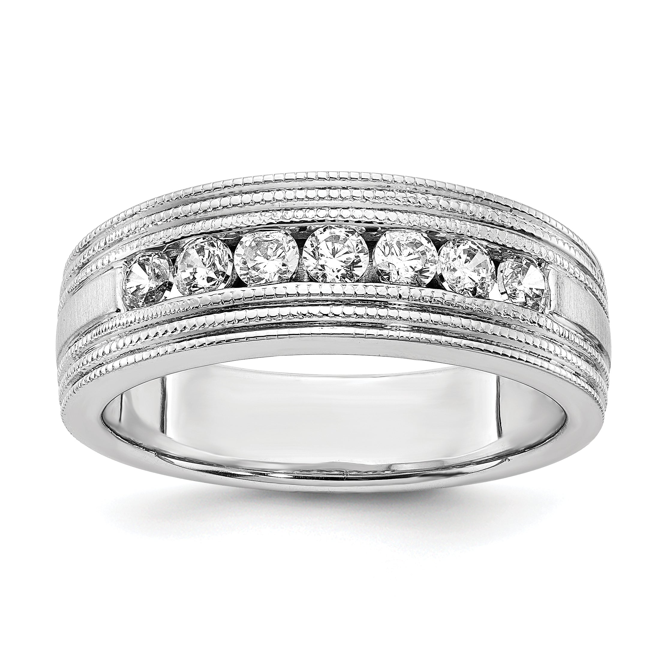 14k White Gold 5/8 carat Lab Grown Diamond VS/SI+ G+ Seven Stone Complete Men's Ring Main image