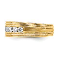 14k 5/8 carat Lab Grown Diamond VS/SI+ G+ Seven Stone Complete Men's Ring