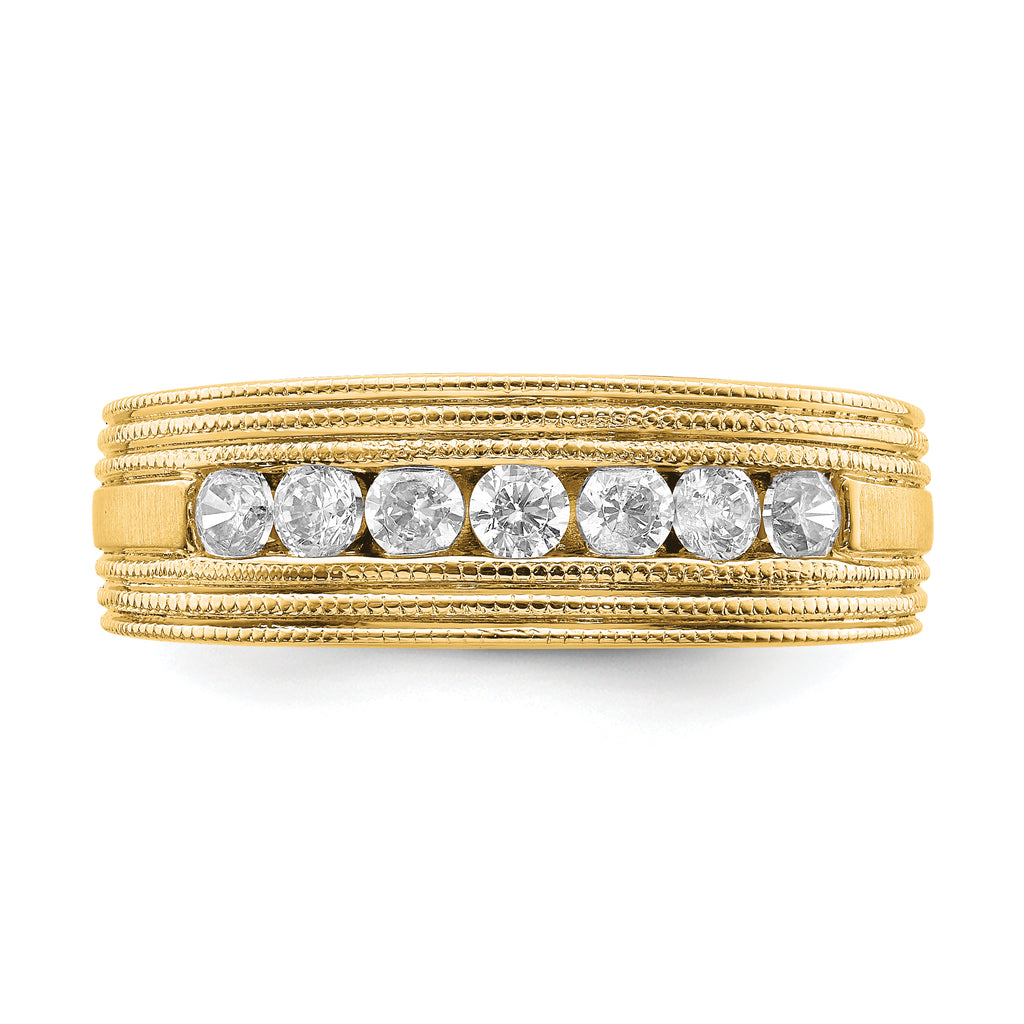14k 5/8 carat Lab Grown Diamond VS/SI+ G+ Seven Stone Complete Men's Ring
