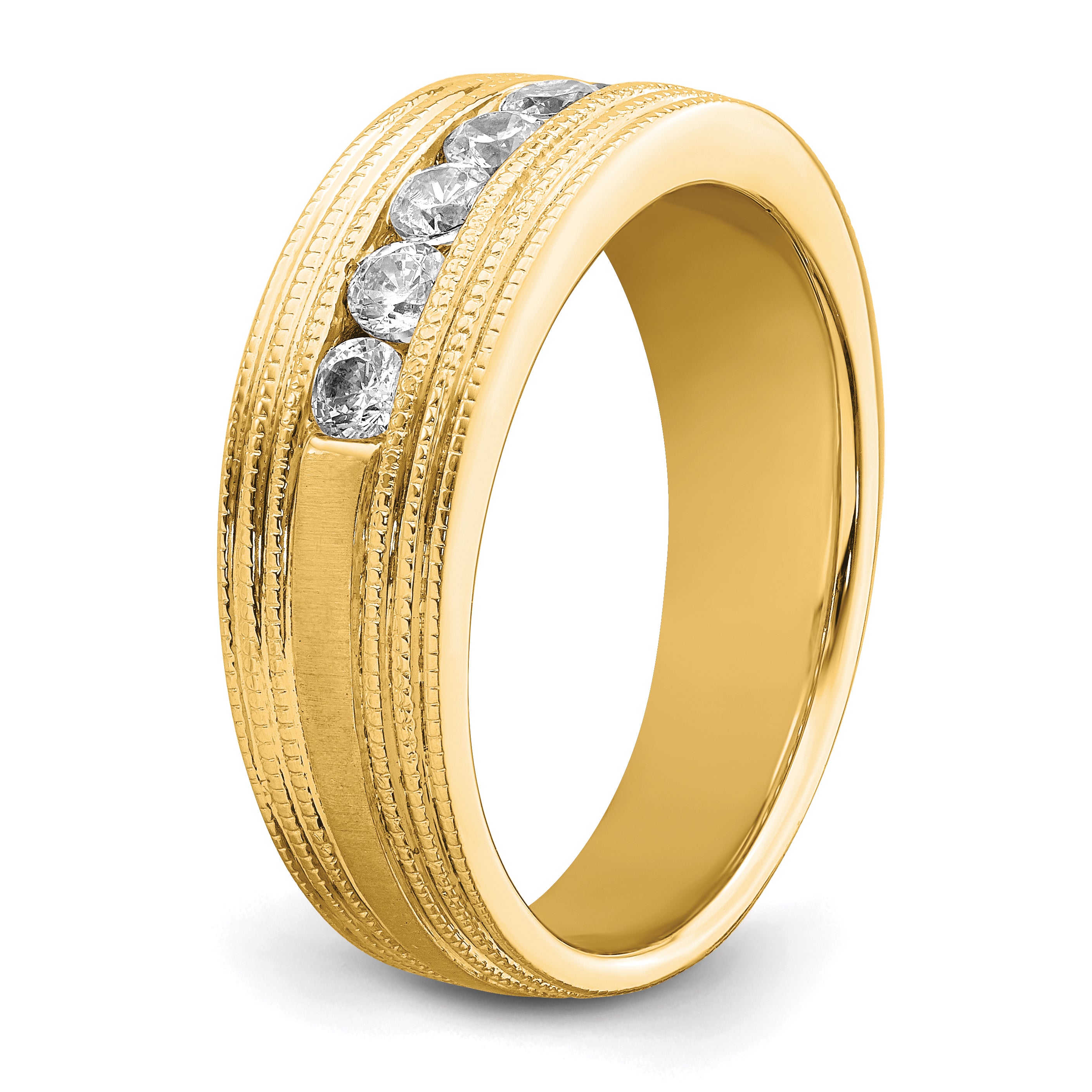 14k 5/8 carat Lab Grown Diamond VS/SI+ G+ Seven Stone Complete Men's Ring