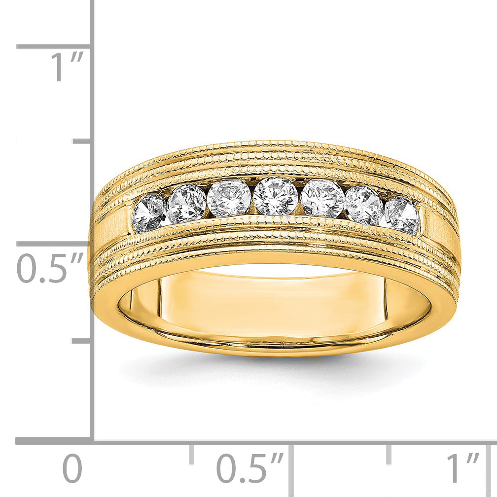 14k 5/8 carat Lab Grown Diamond VS/SI+ G+ Seven Stone Complete Men's Ring