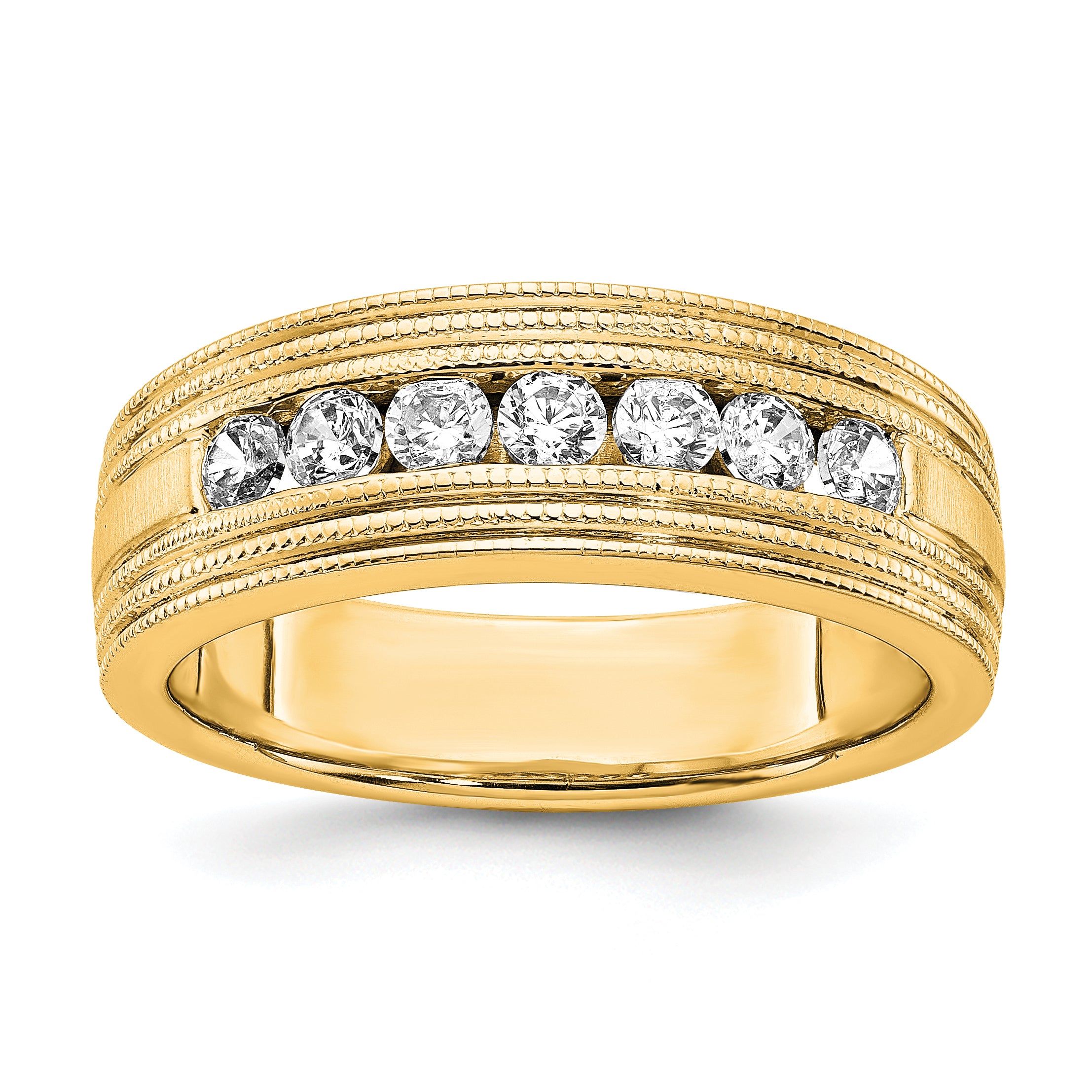 14k 5/8 carat Lab Grown Diamond VS/SI+ G+ Seven Stone Complete Men's Ring Main image