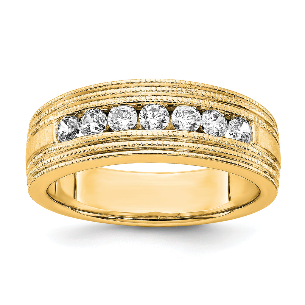 14k 5/8 carat Lab Grown Diamond VS/SI+ G+ Seven Stone Complete Men's Ring