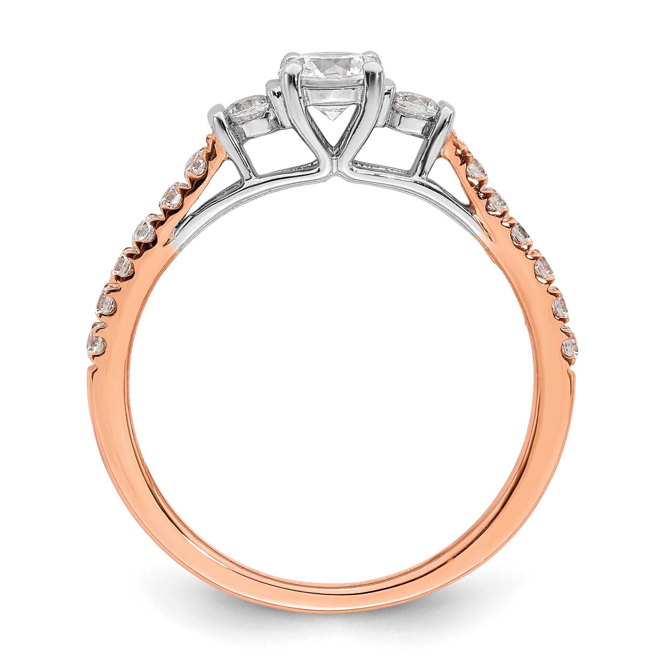 10k Rose Gold 3/4 carat Lab Grown Diamond VS/SI+ G+ Complete Petite Engagement Ring Secondary image