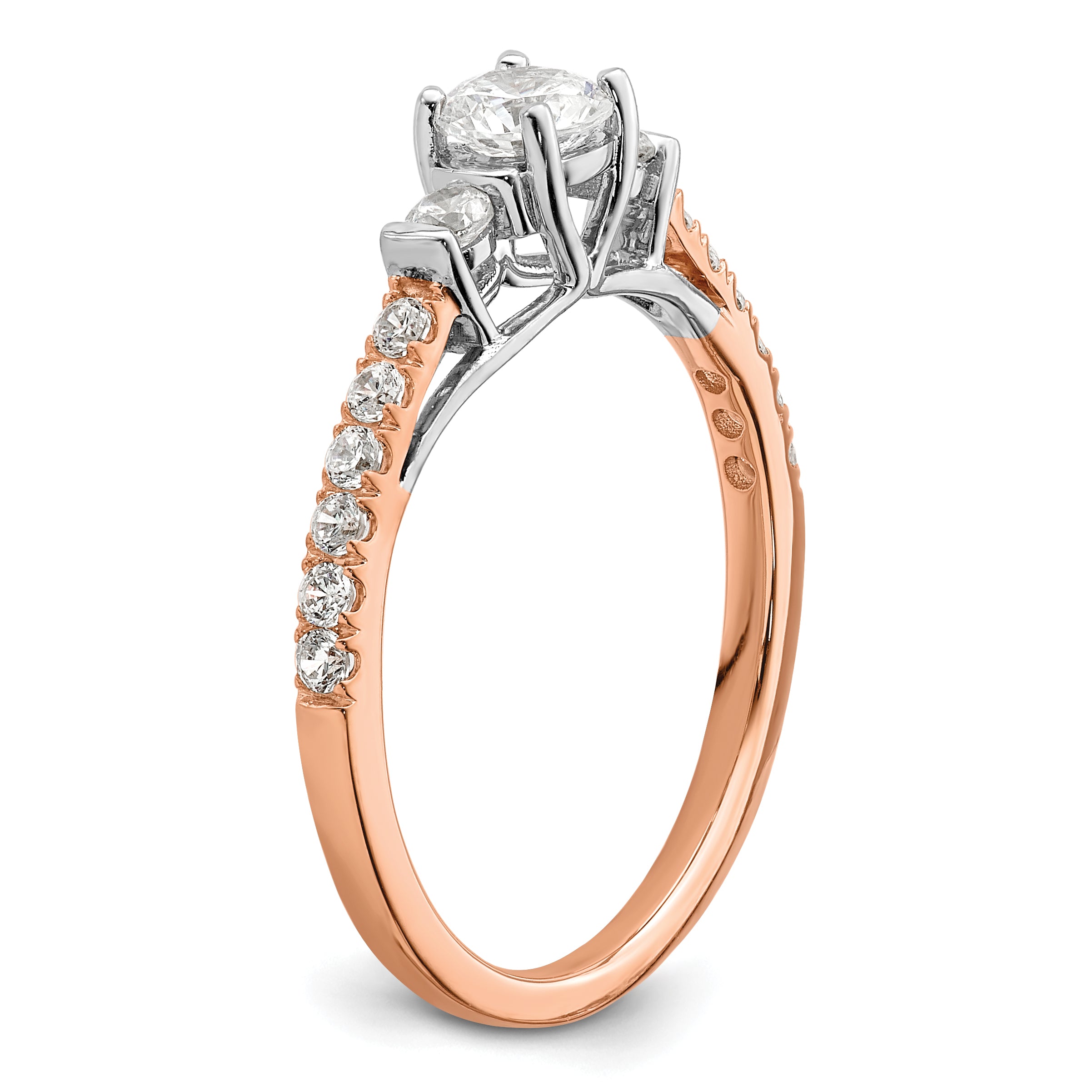 10k Rose Gold 3/4 carat Lab Grown Diamond VS/SI+ G+ Complete Petite Engagement Ring