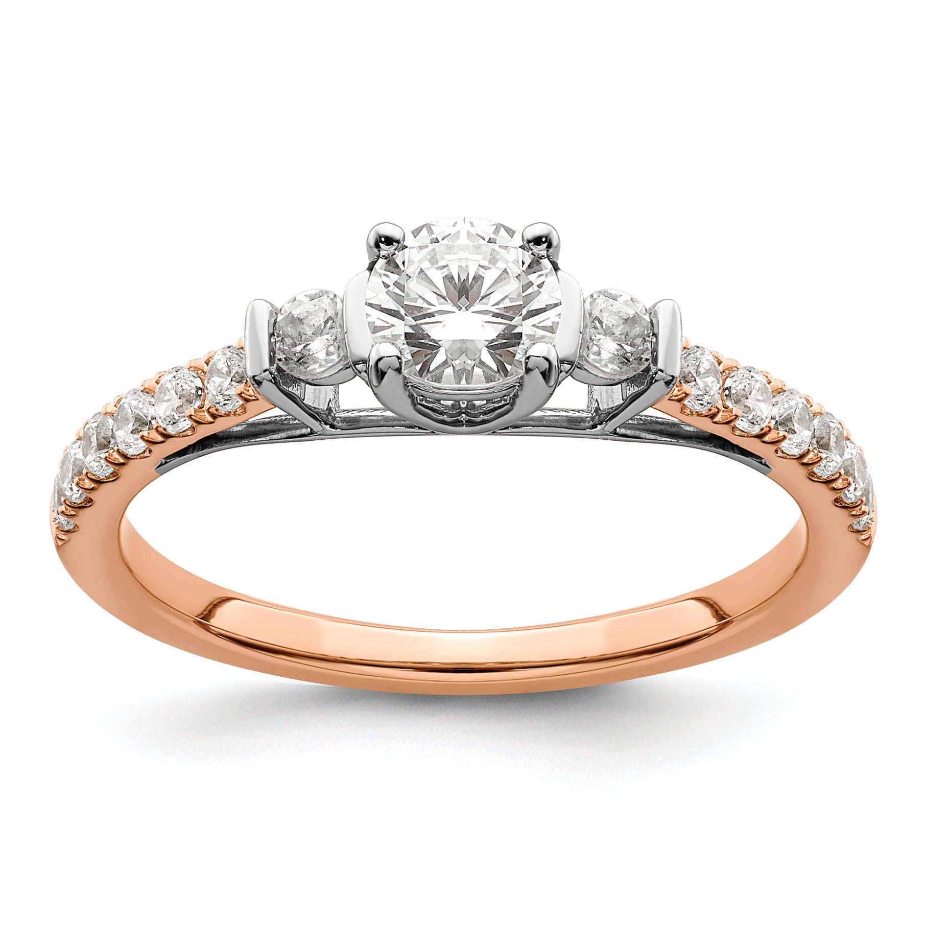 10k Rose Gold 3/4 carat Lab Grown Diamond VS/SI+ G+ Complete Petite Engagement Ring Main image