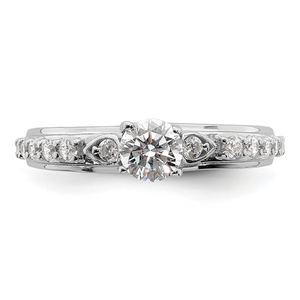 10k White Gold 3/4 carat Lab Grown Diamond VS/SI+ G+ Complete Petite Engagement Ring