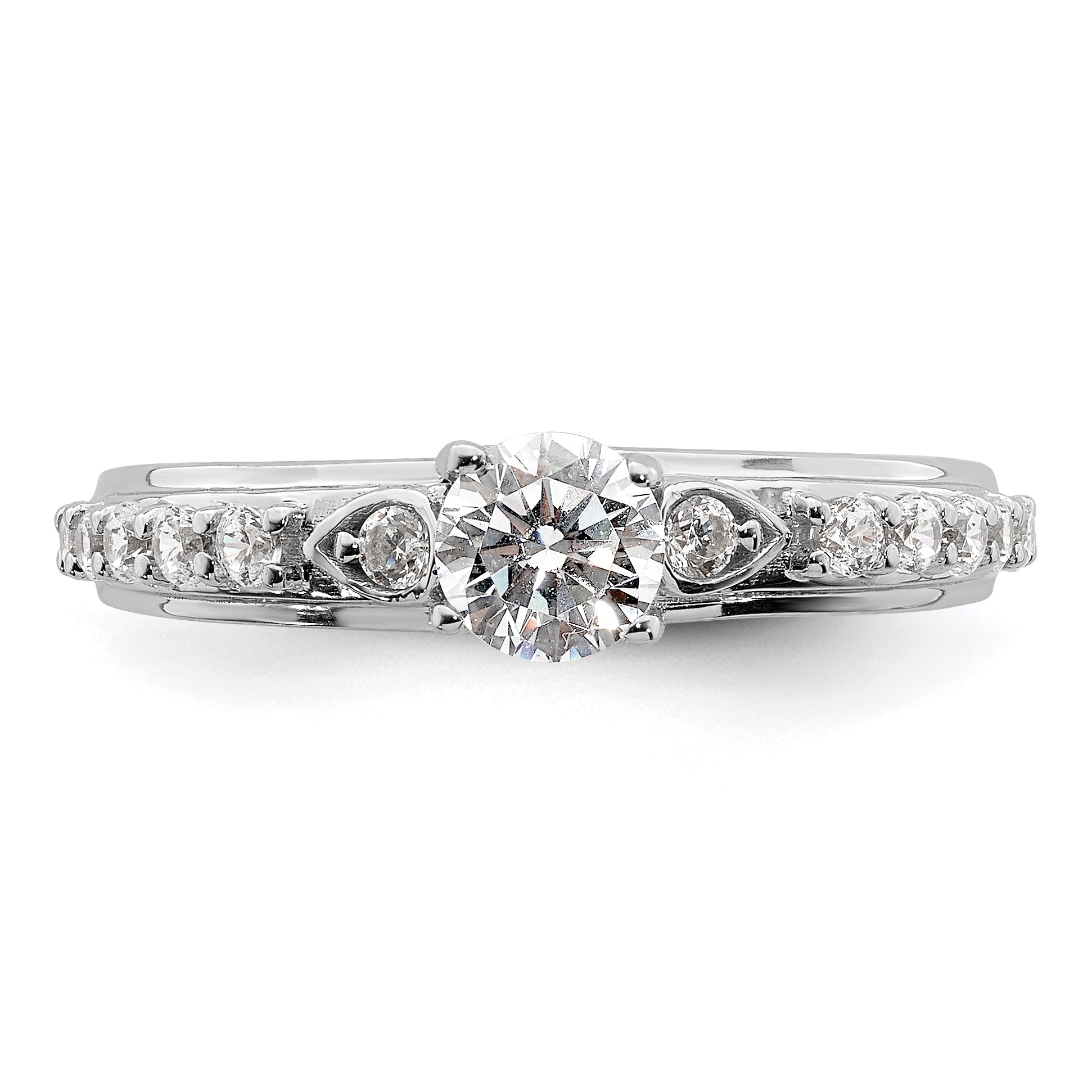 10k White Gold 3/4 carat Lab Grown Diamond VS/SI+ G+ Complete Petite Engagement Ring